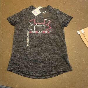 Under Armour Gray and Pink Kids Short Sleeve Tee